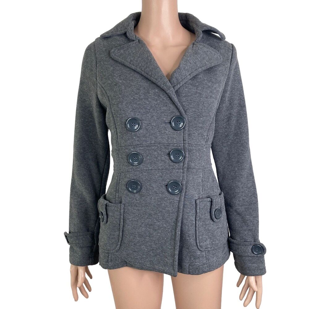 Iris Basic Jacket Womens Medium Gray Trench Butto… - image 1